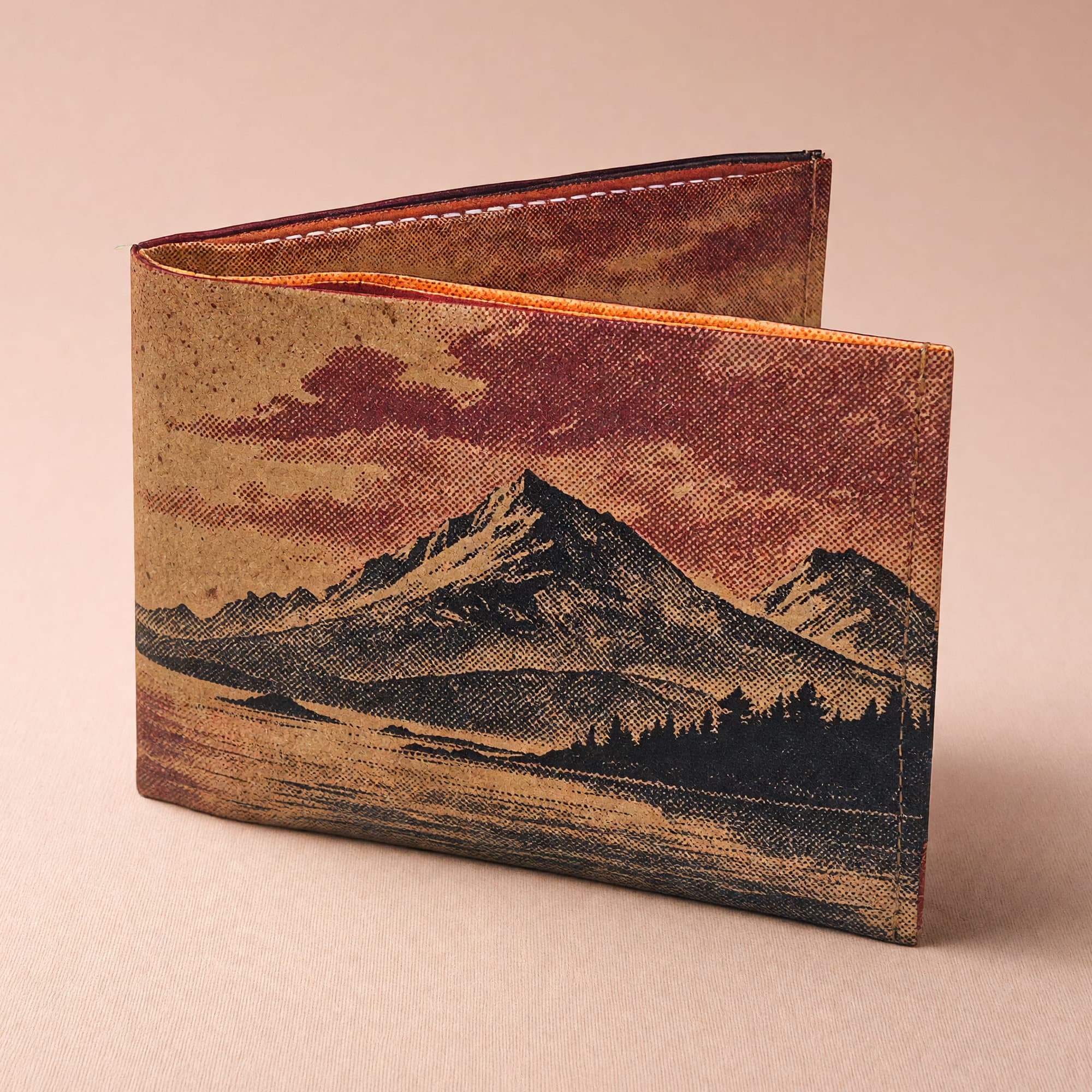 Halftone wallet standing open